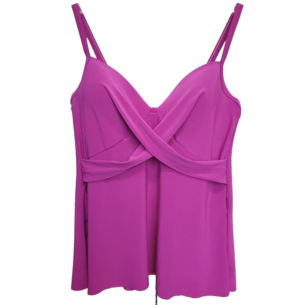 Miraclesuit Allura Fuchsia Crossover Front Tankini Swim Top Size US 10